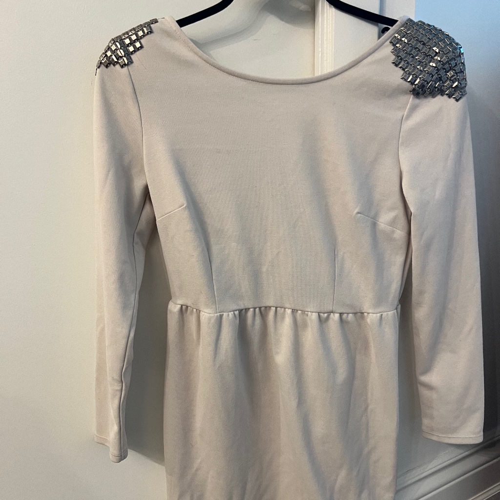 Topshop Beige Rock Stud Shoulder Dress